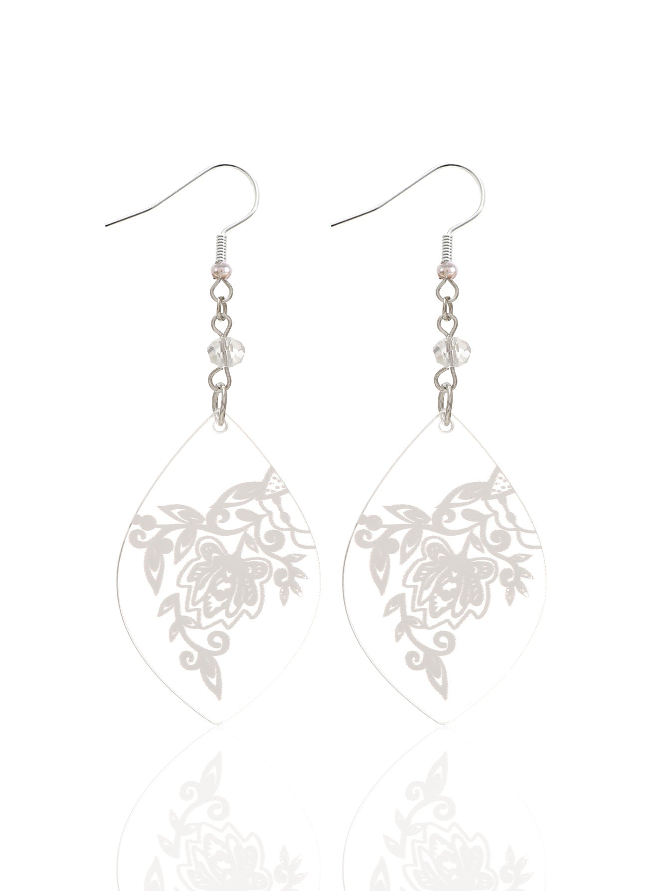 Wholesale Transparent Acrylic Skull Love White Printed Earrings