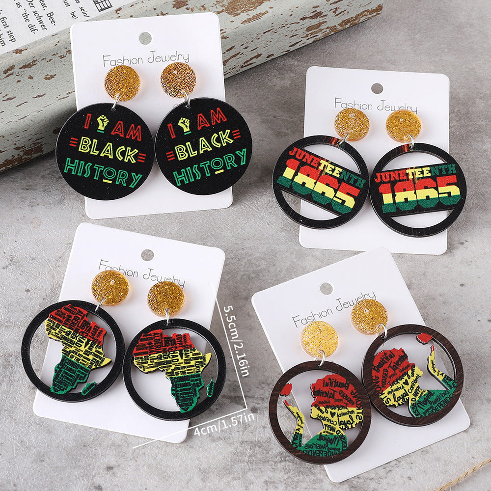 Wholesale Double-sided sequined acrylic wood stitching earrings