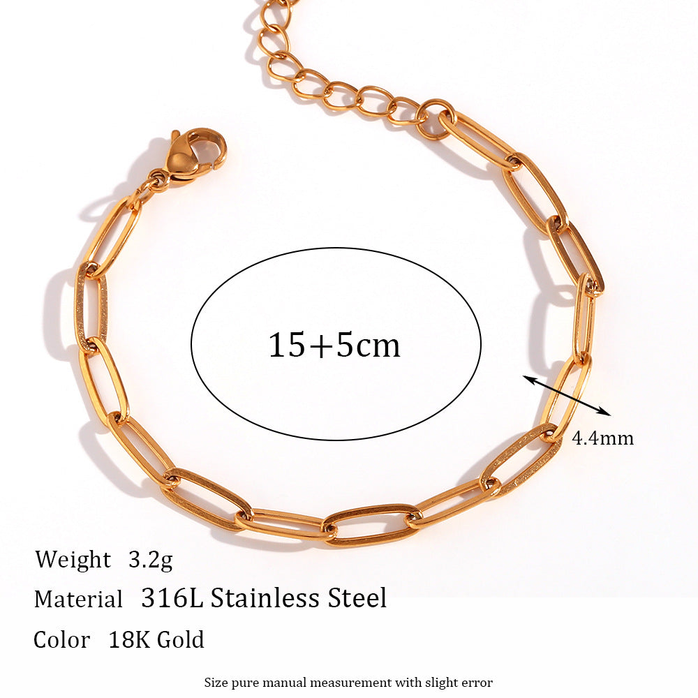Wholesale Geometric Stainless Steel Chain Bracelet with Gold Plating,  Fashion Accessory for Women,  Boutique Resale Gift