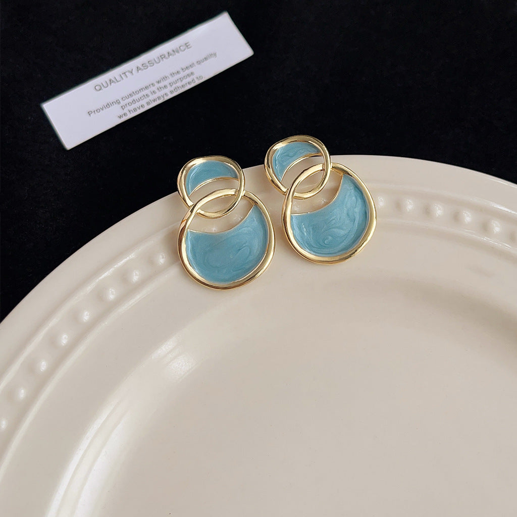 Wholesale Blue oil-drop retro earrings