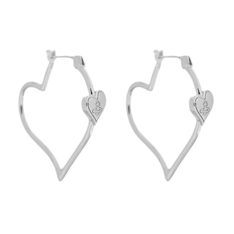 Wholesale Heart Two Tone Large Hoop Earrings