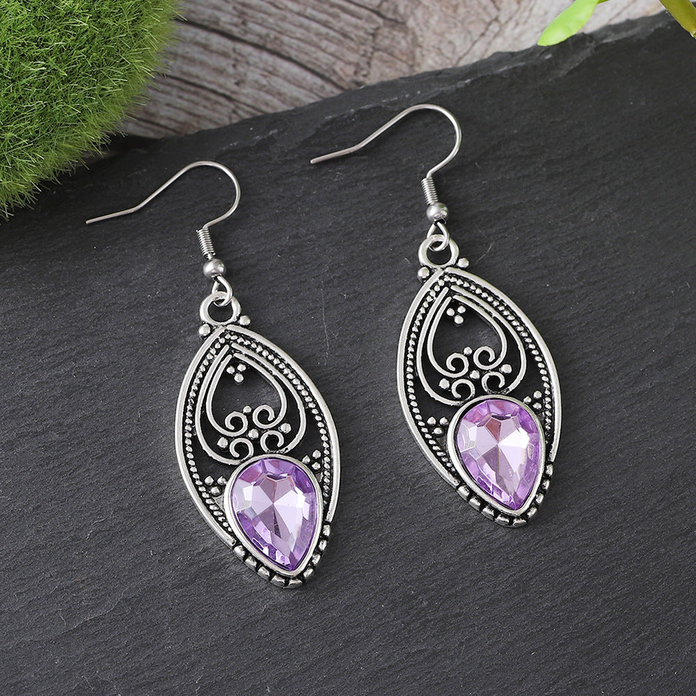 Wholesale  retro style purple zircon earrings