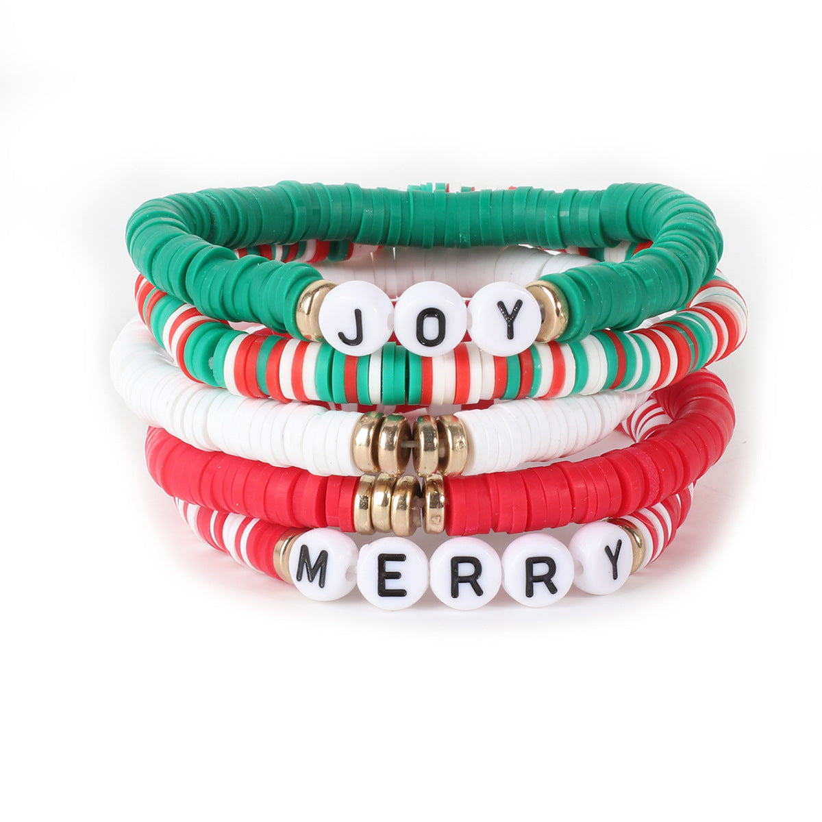 Wholesale Bohemian Christmas Letter Multi-layer Hand Decoration Soft Clay Elastic Bracelet ACC-BT-Yiran003
