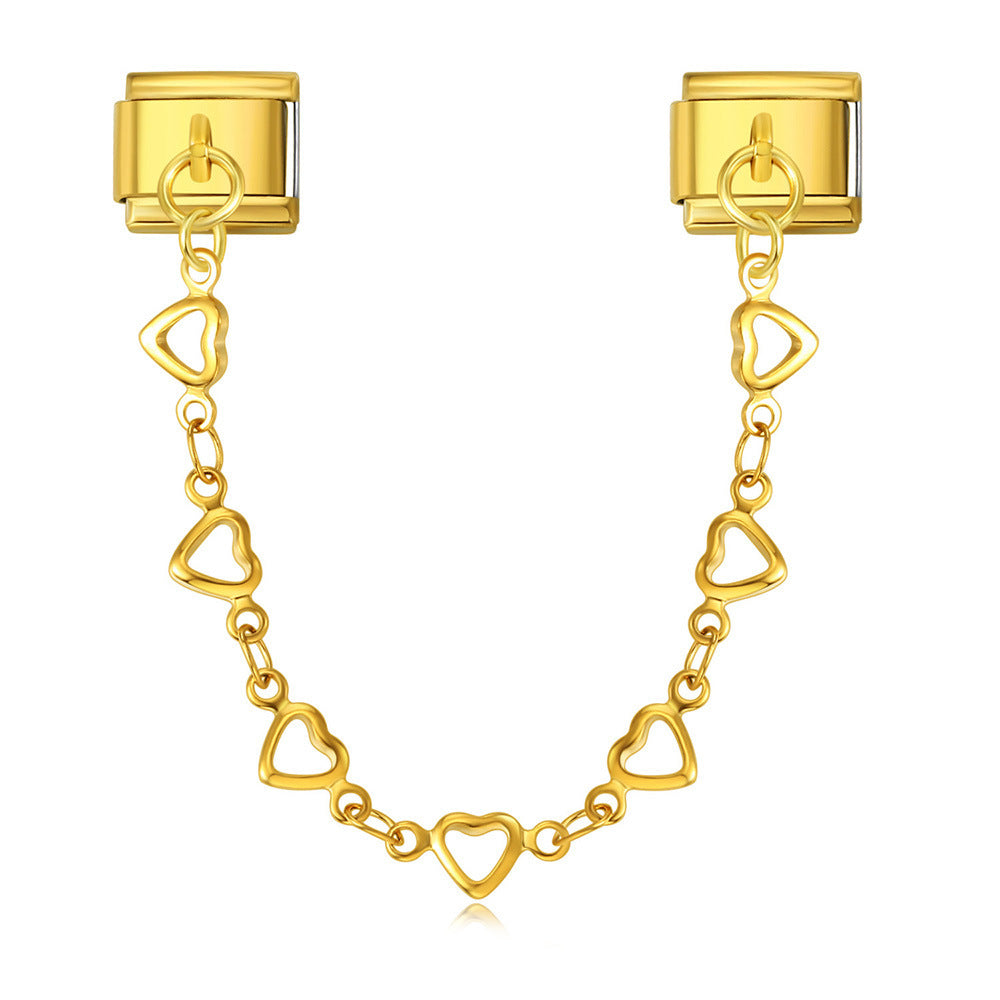 Wholesale 9mm Italian Charm Starter Bracelets DIY Hearts and Love Single Section Creative Stainless Steel Composable Bracelet