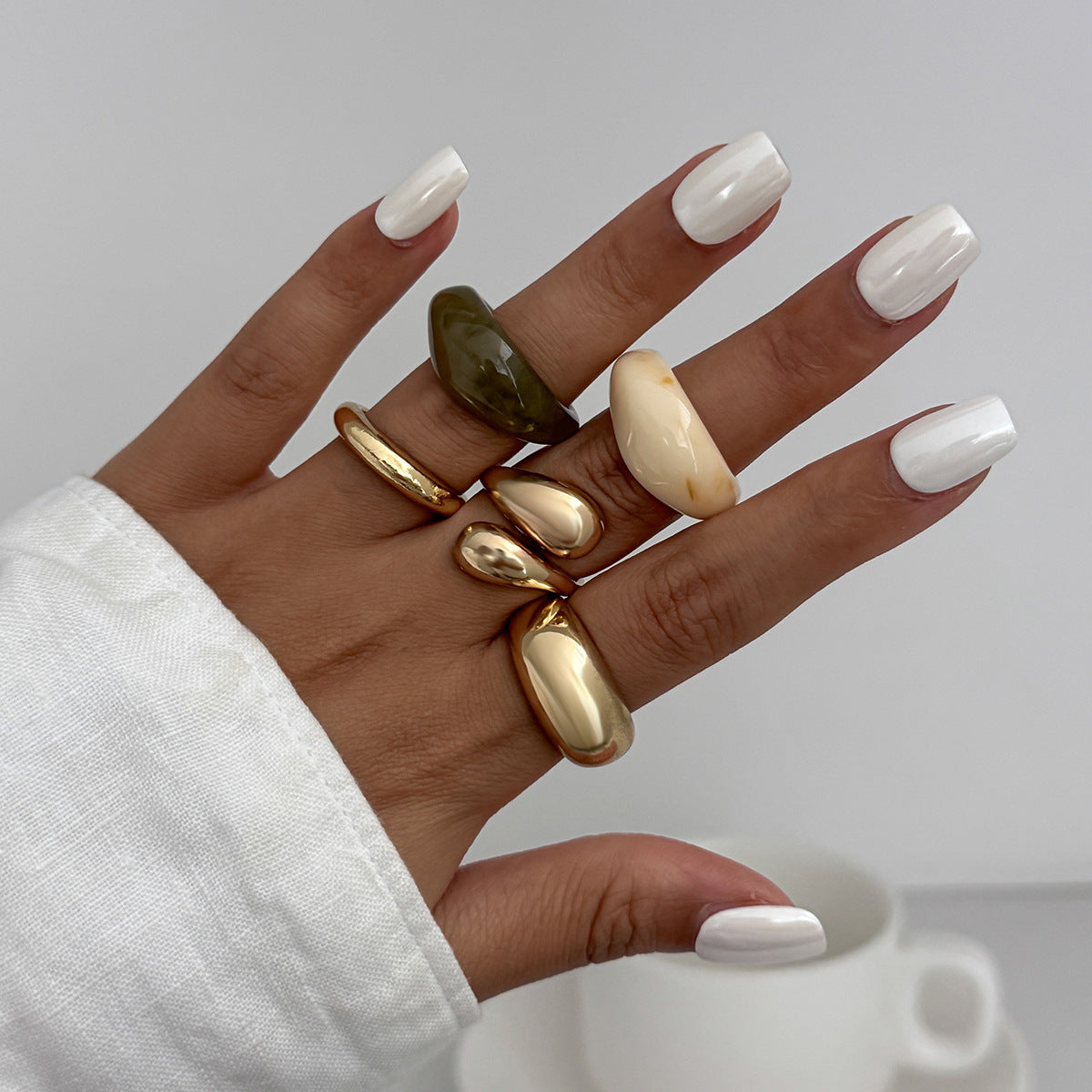 Wholesale Metal polished teardrop mixed plain ring