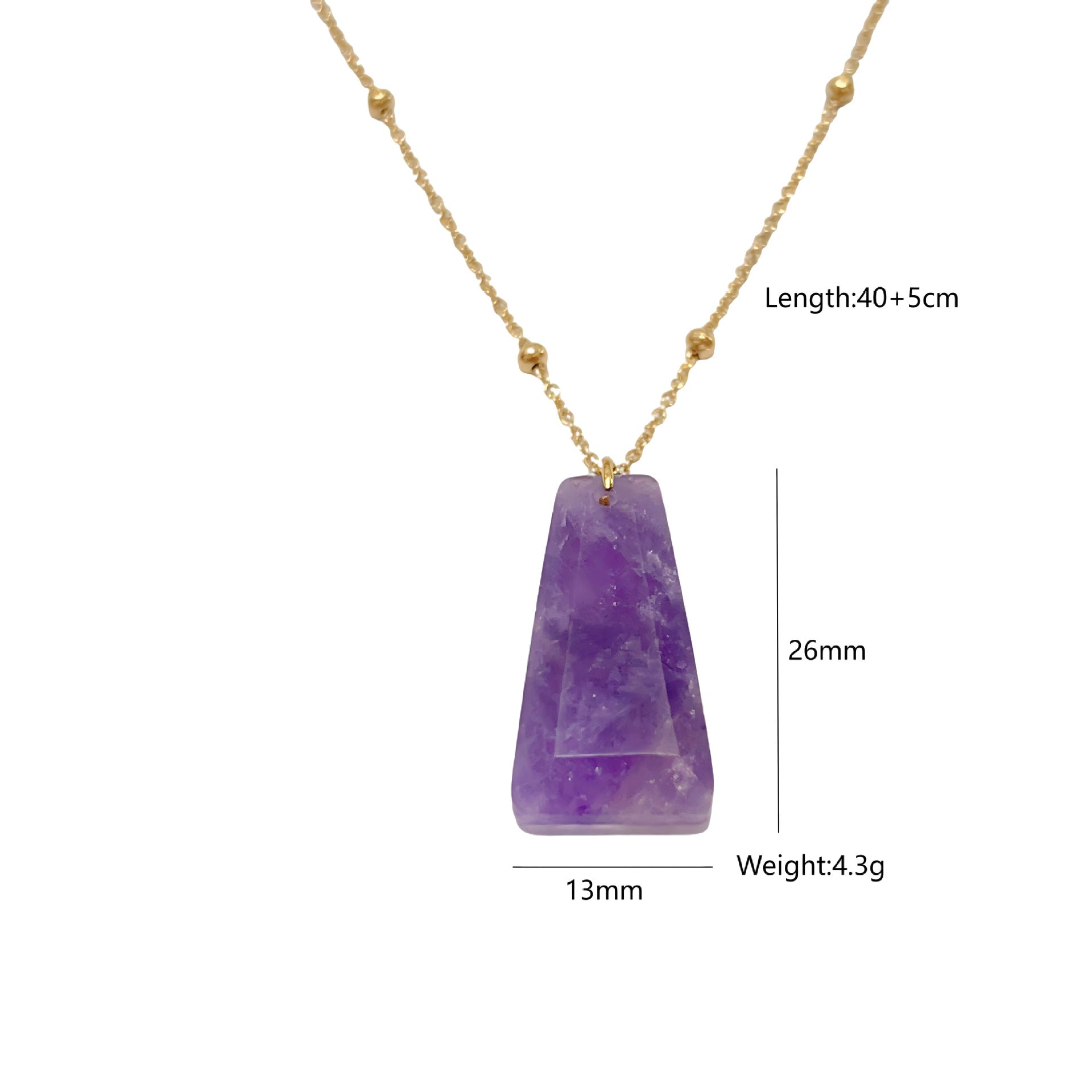 Wholesale Stainless steel natural stone cut trapezoidal geometric pendant necklace