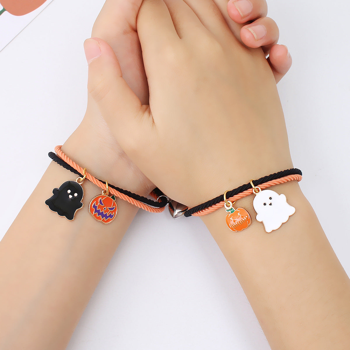 Wholesale   color matching pumpkin ghost pendant love magnet couple bracelet