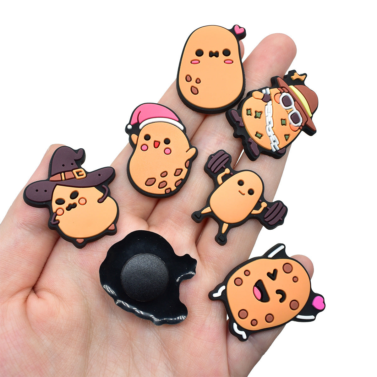 Wholesale Random 100pcs Cute cartoon potato-shaped  PVC Soft Rubber Shoe Buckle Decoration