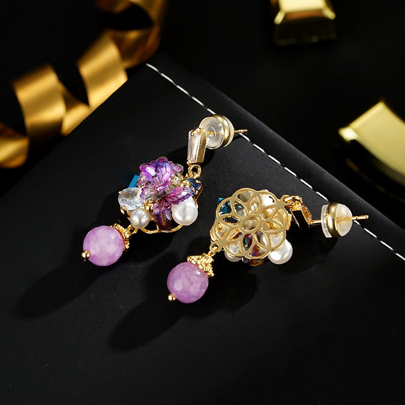 Wholesale Amethyst Butterfly Pendant Earrings