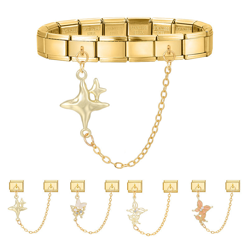 Wholesale Italian Charm Bracelet 9mm DIY Splicing Double Pendant  Stainless Steel Composable Bracelet