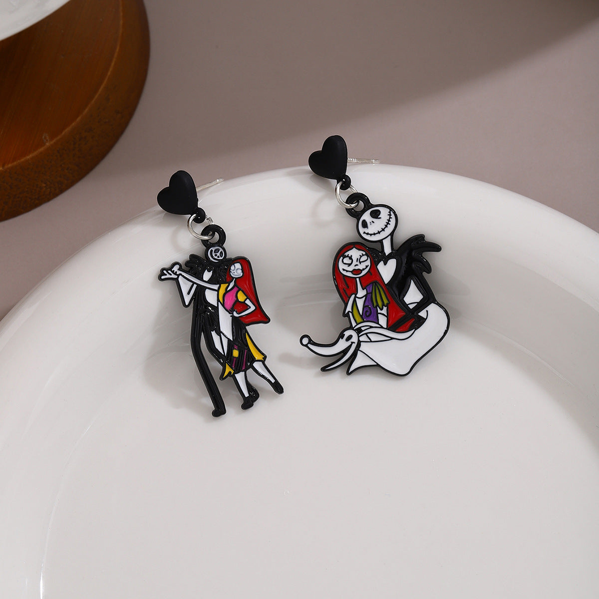 Wholesale Silver Needle  Cartoon Ghost Pumpkin Skull Asymmetric Earrings
