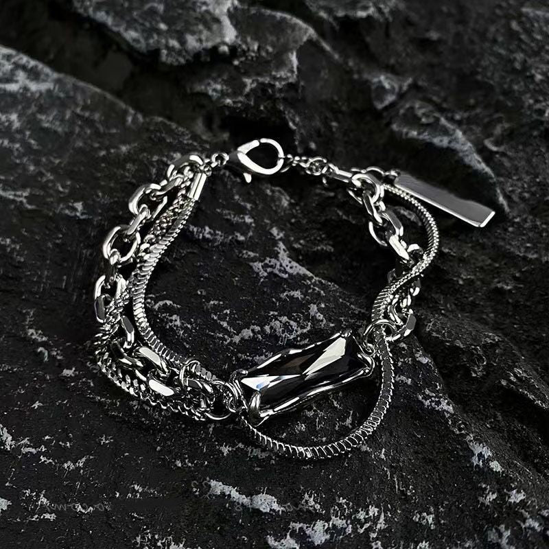 Wholesale Geometric Snake Bone Bracelet Titanium Steel Zircon Chain Jewelry Accessory Unisex