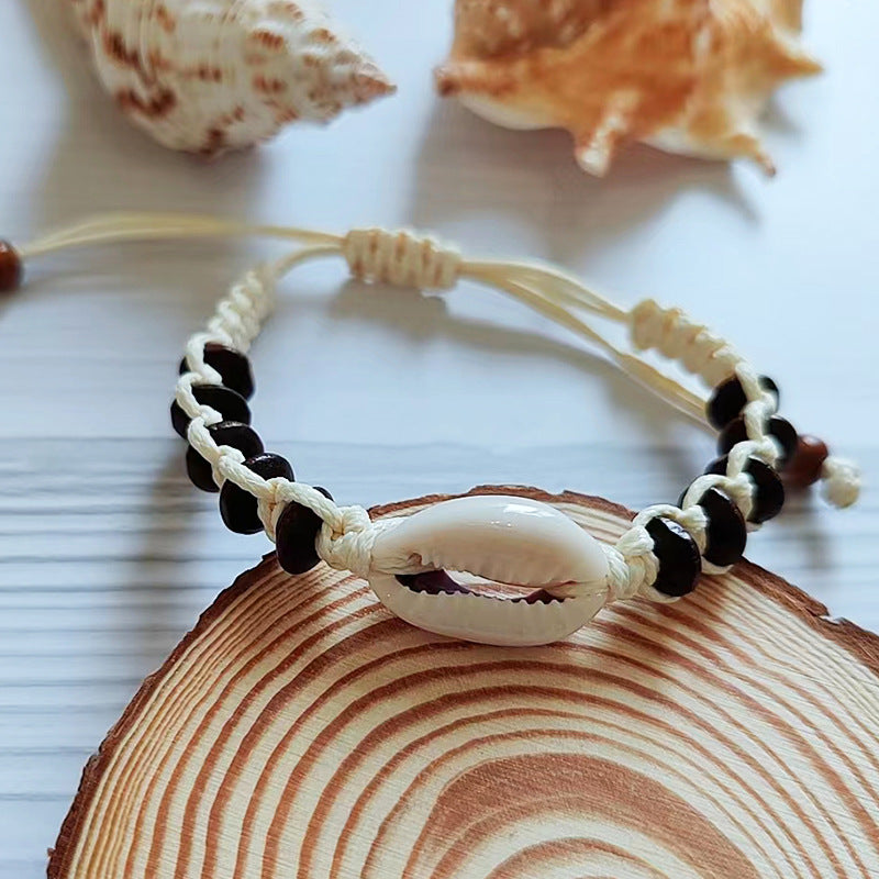 Wholesale Boho Style Handwoven Wooden Beads and Shell Bracelet Miyuki ACC-BT-Youl001