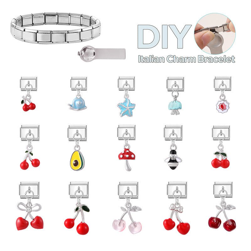Wholesale  Italian Charm Bracelet 9mm DIY Splicing Cute Creative Stainless Steel Composable Bracelet
