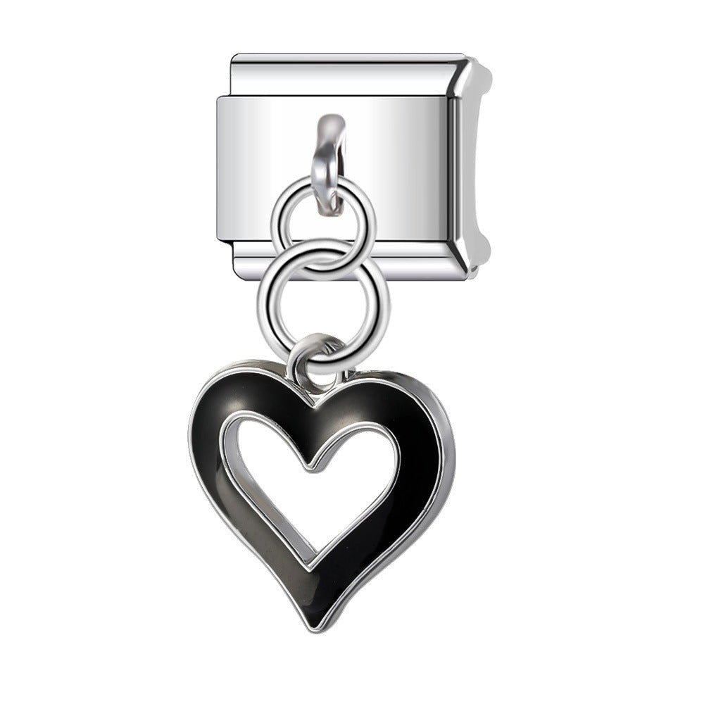 Wholesale Italian Charm Bracelet 9mm DIY Splicing Pendant Heart Shape Stainless Steel Composable Bracelet