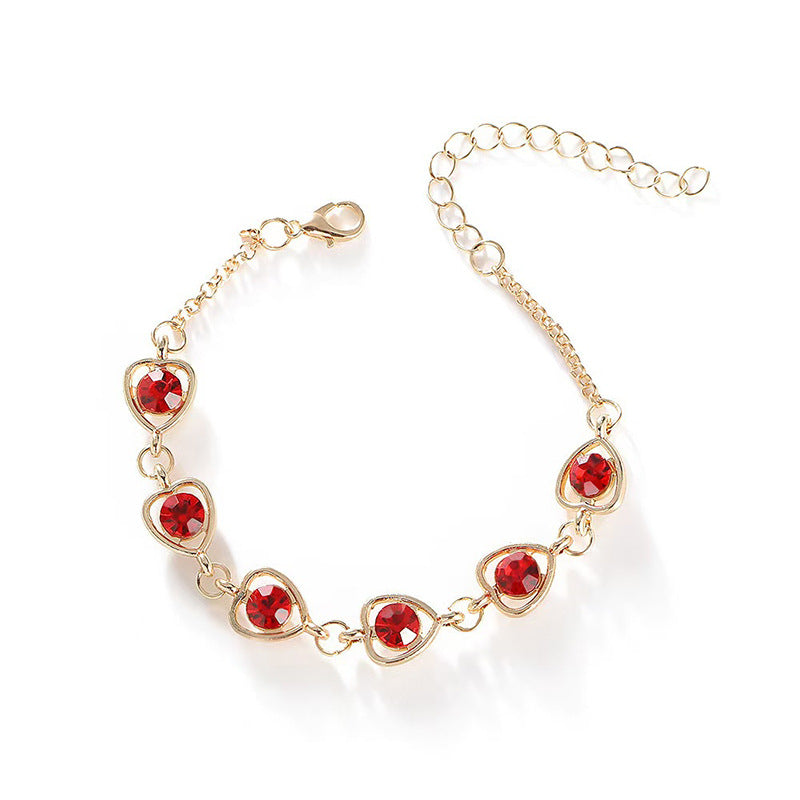 Wholesale Heart Shaped Rhinestone Bracelet Gold Black Alloy Fashion Jewelry Accessory Gift