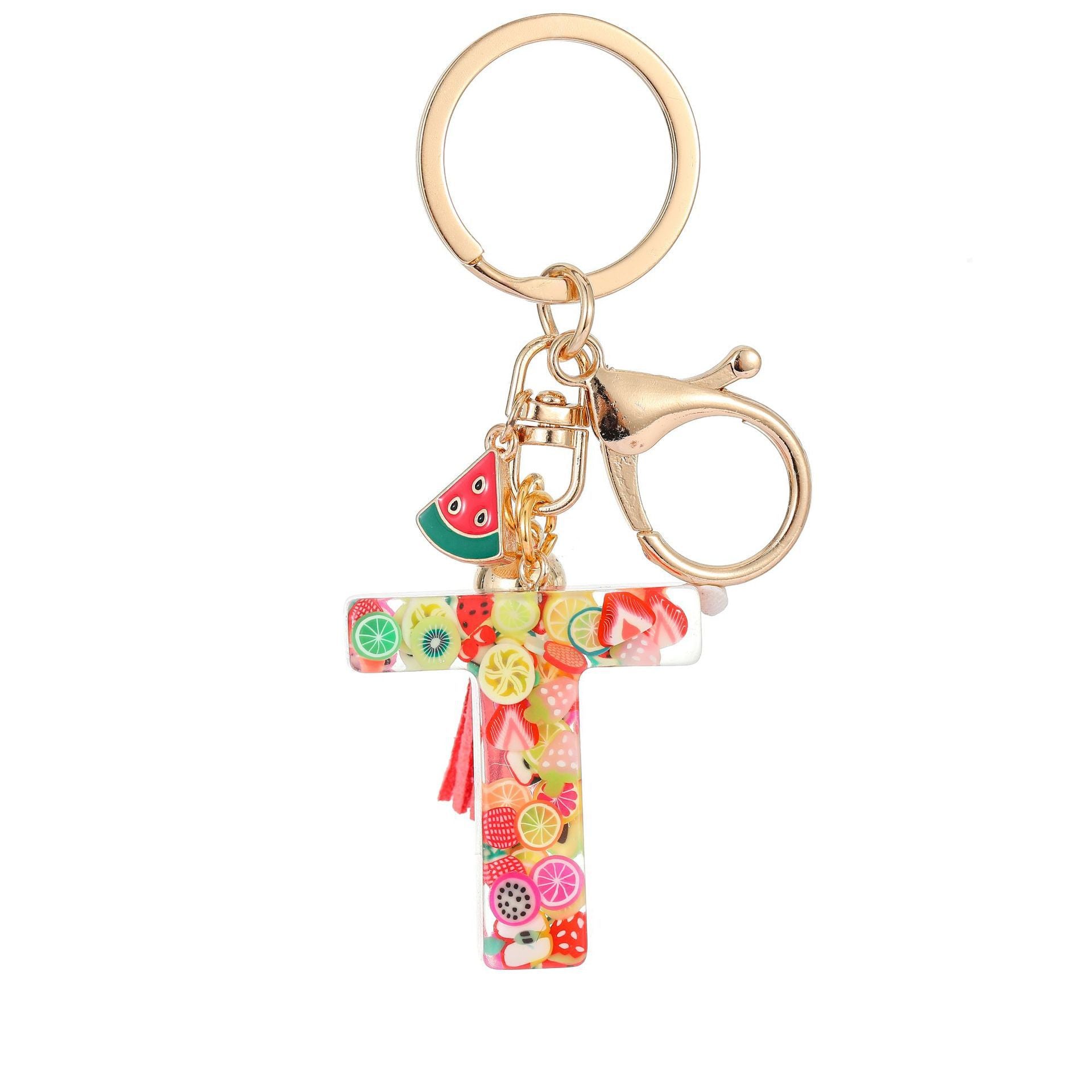 Wholesale Fruit resin letter keychain