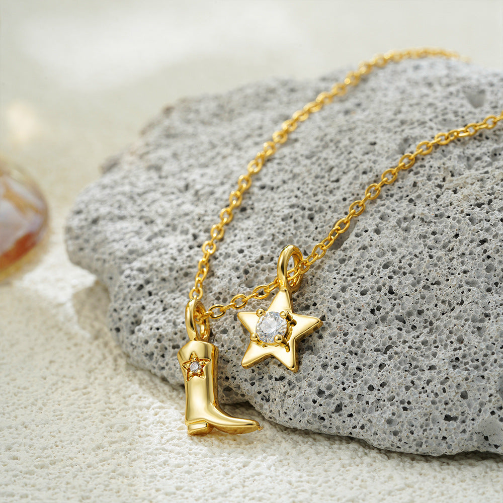 Wholesale 18K Gold Stainless Steel Zircon Necklace