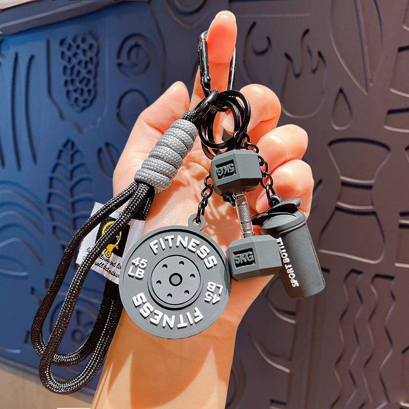 Wholesale Creative sports barbell keychains