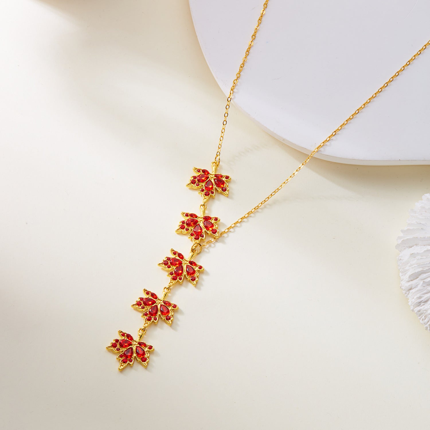 Wholesale Maple Leaf Rhinestone Bracelet and Necklace Set Alloy Fashion Jewelry Accessory