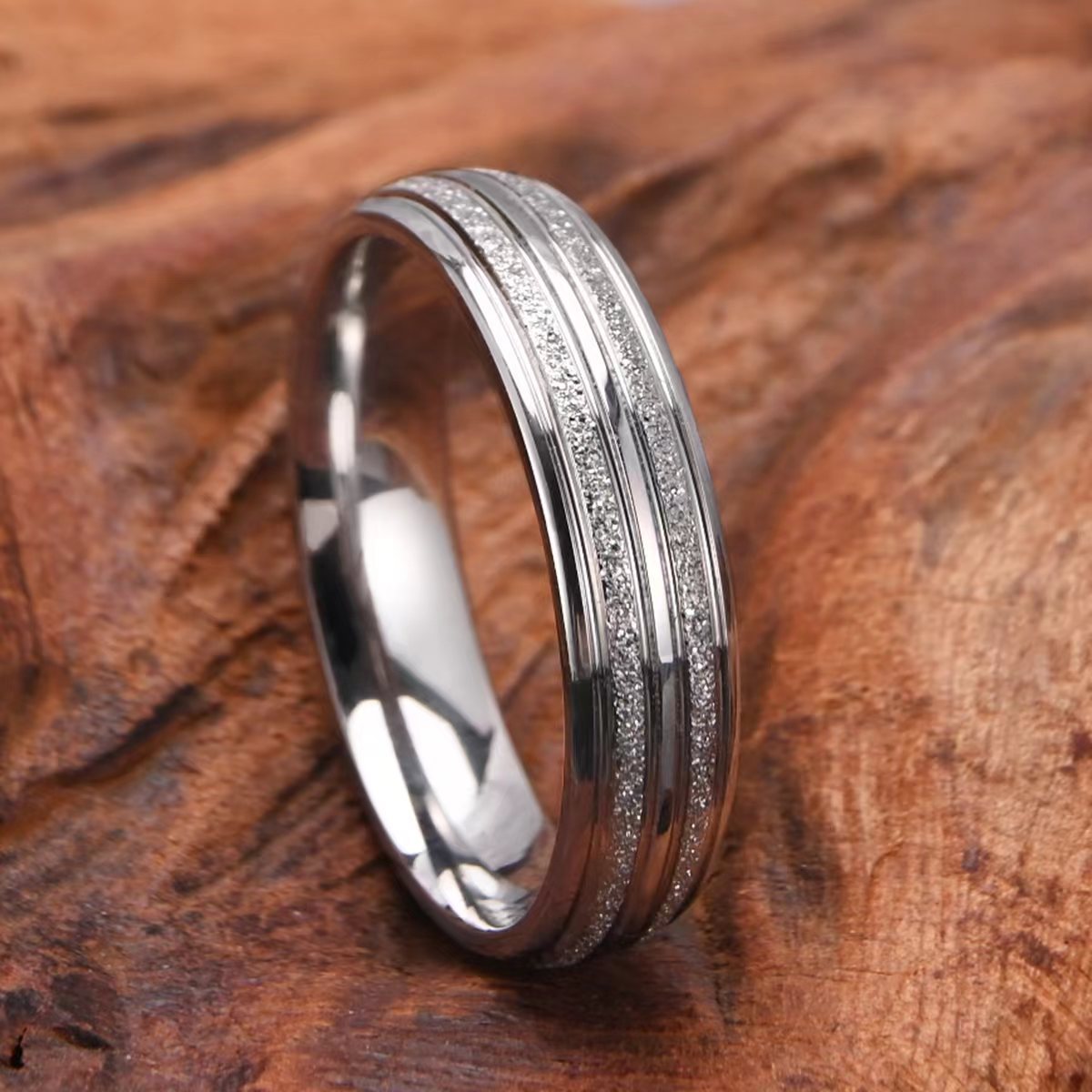 Wholesale Titanium steel sand ring couple ring