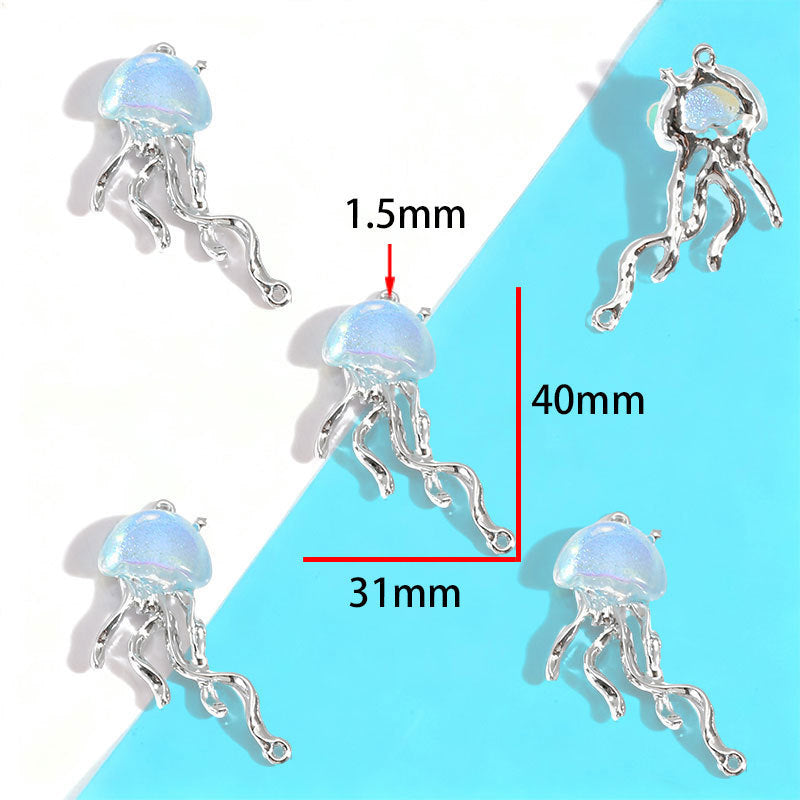 Wholesale Electroplated Zinc Alloy Blue Star Moon Resin Inlay Pendant Charms For DIY Jewelry Making Bag Charm Keychain Everyday Wear