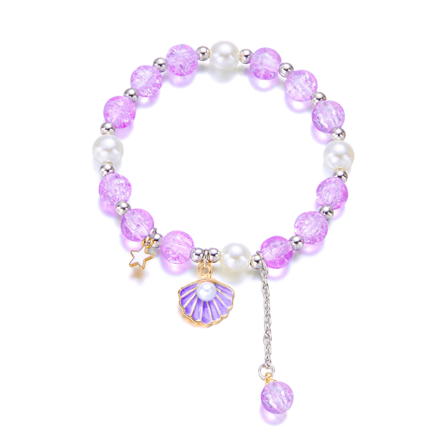 Wholesale oil drop shell pop beads pearl beaded bell braided rope bracelet