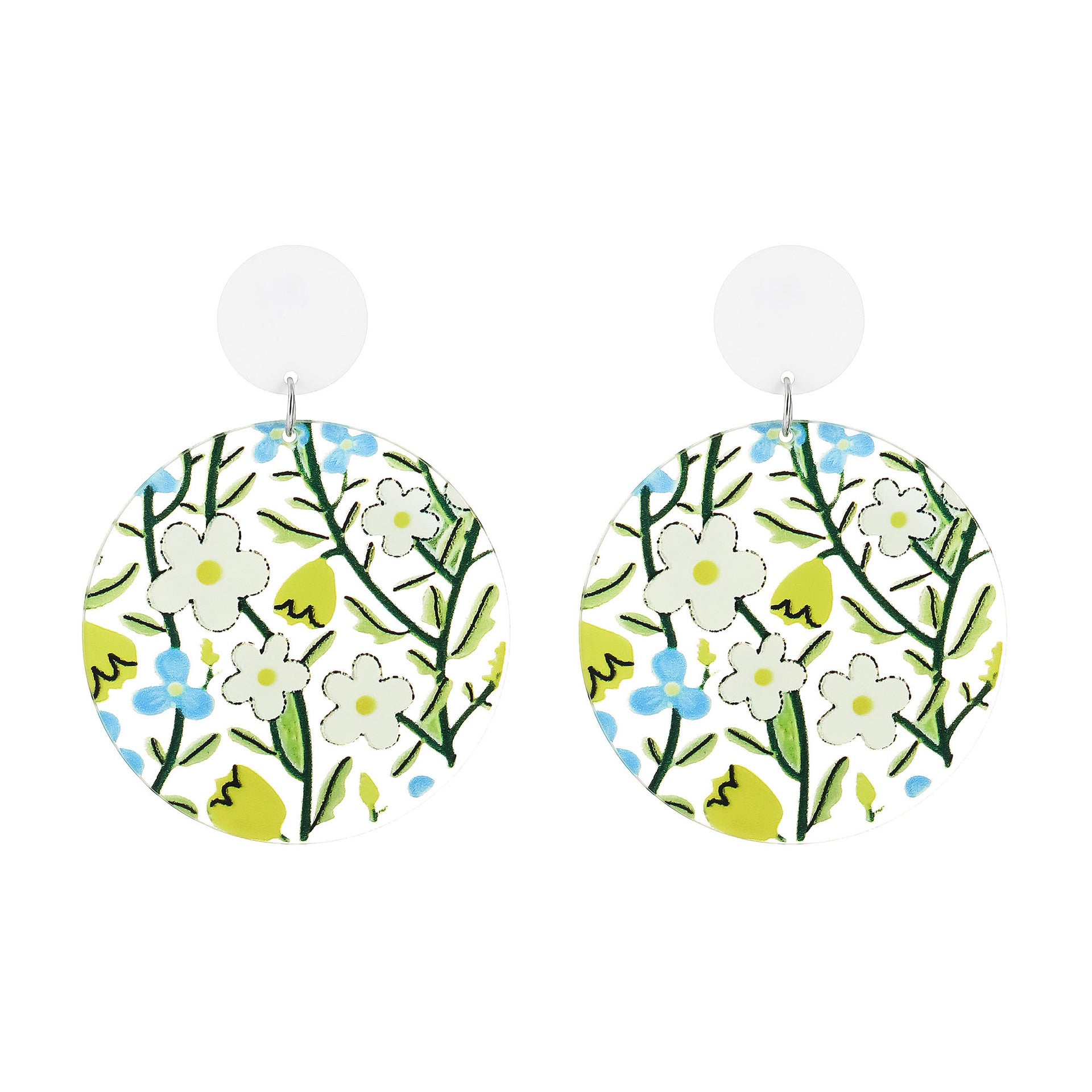 Wholesale  Colorful  Cartoon Yellow Flower Acrylic  Long Earrings