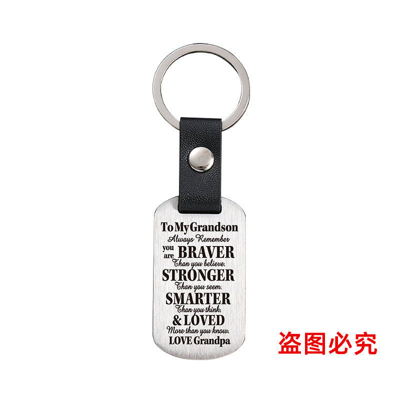 Wholesale Family Gifts Grandchildren Metal Leather Keychains ACC-KC-GangGu025