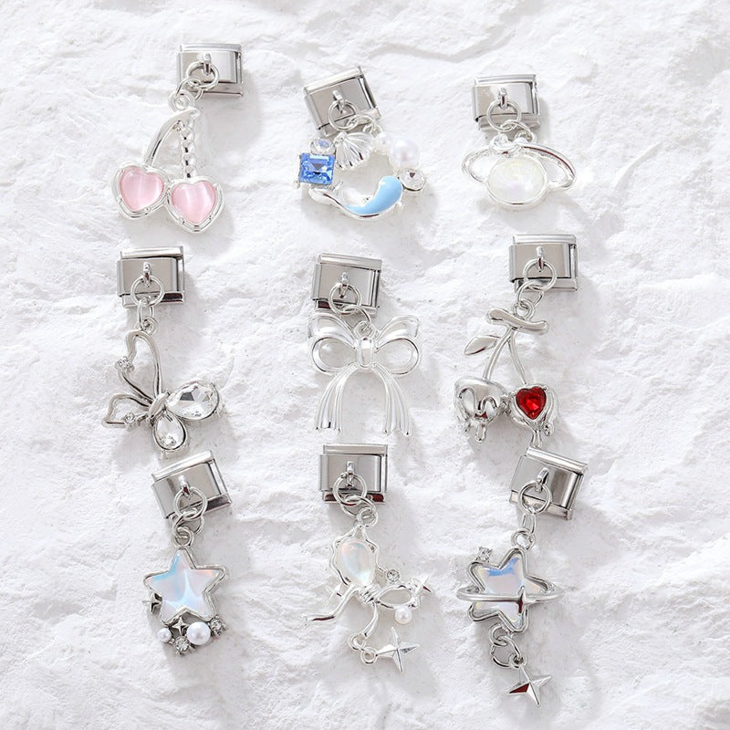 Wholesale Charms module handmade colored diamond pendant personalized butterfly moon DIY module bracelet