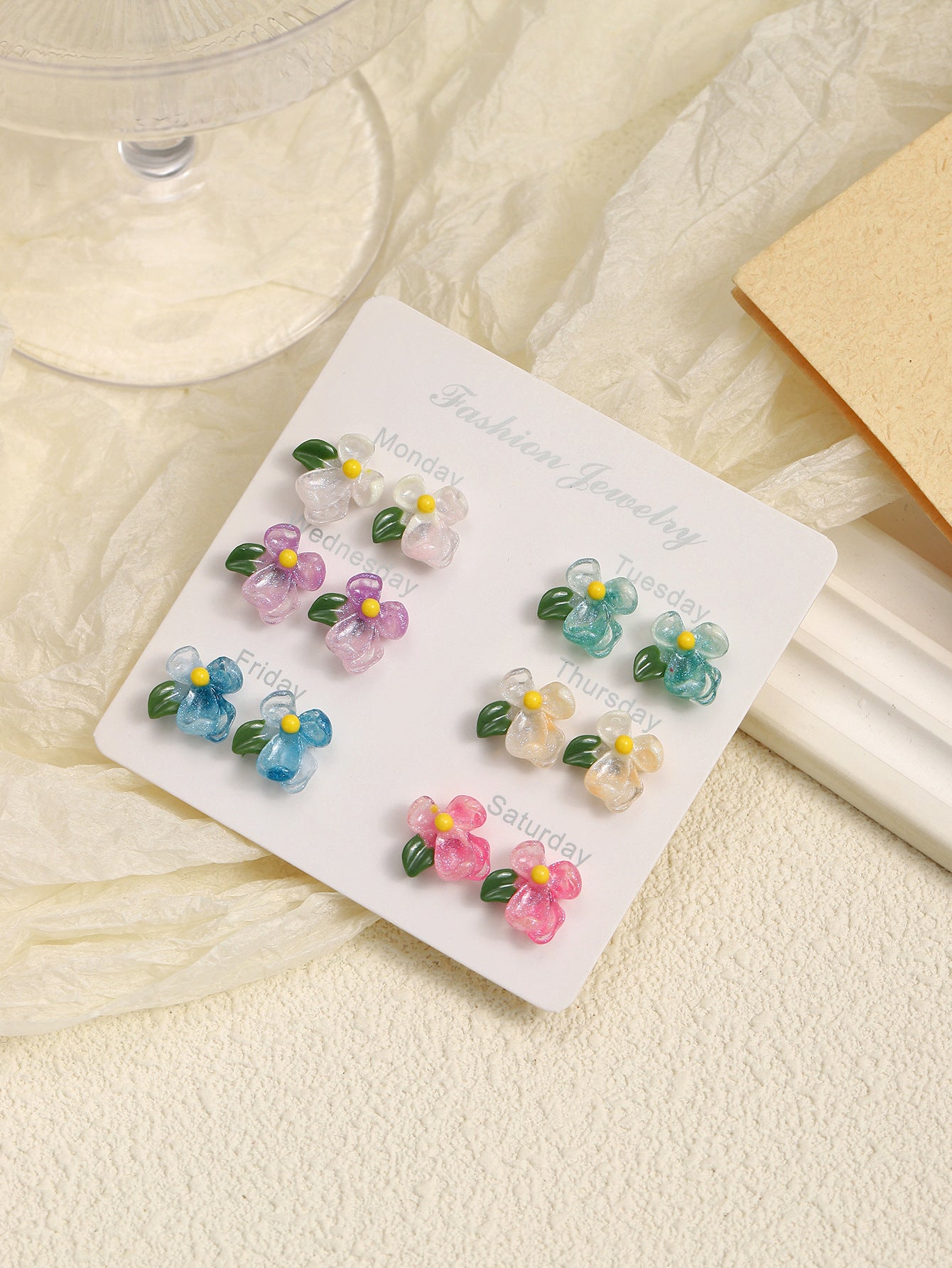 Wholesale Colorful resin flower earrings set