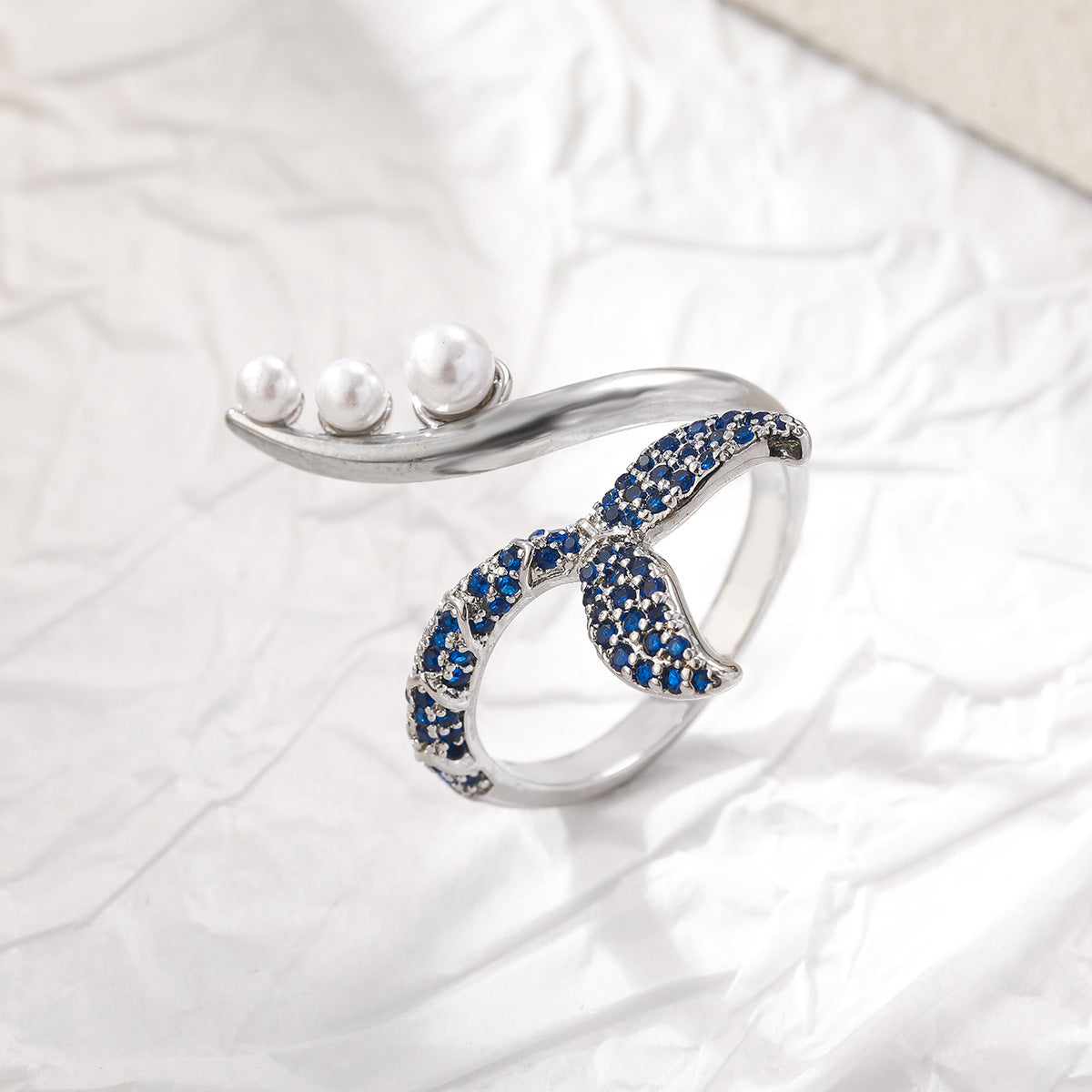 Wholesale Butterfly copper open inlaid zircon ring Adjustable rings