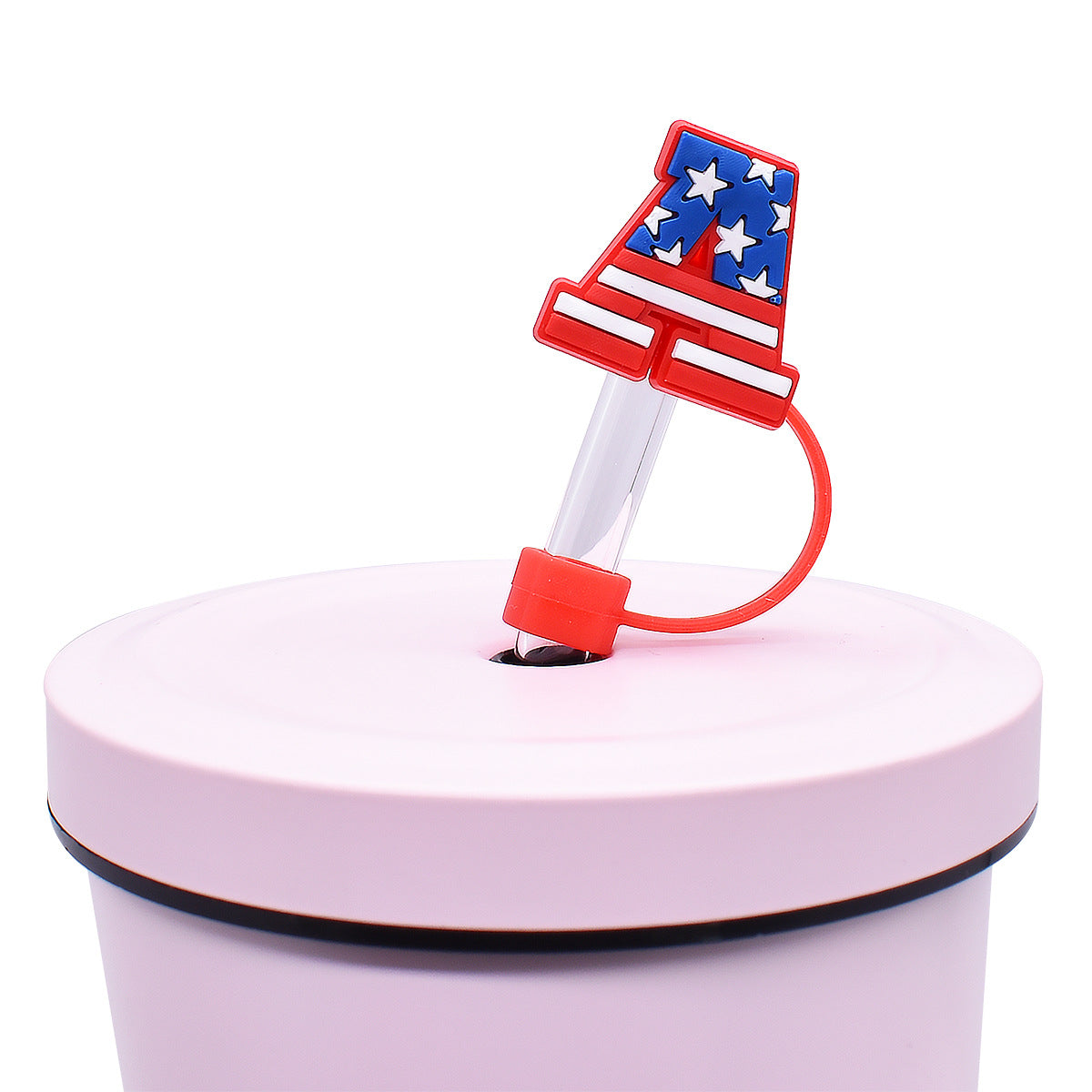Wholesale Random Color 100pcs American Independence Day MOM Straw Tube Cap 10mm Soft Glue Straw Decoration Straw Cover ACC-SCR-RYY027