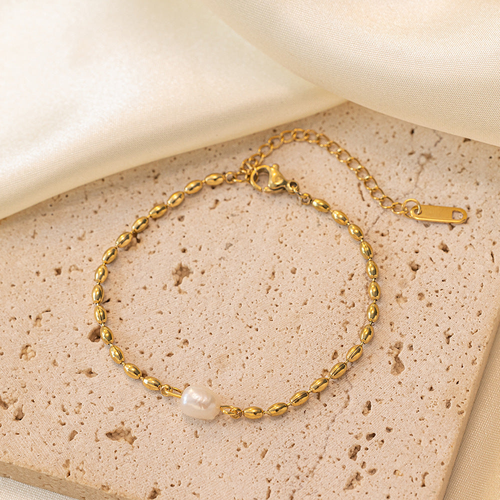 Wholesale Stainless Steel Zirconia Pearl Bracelet ACC-BT-QiYun007