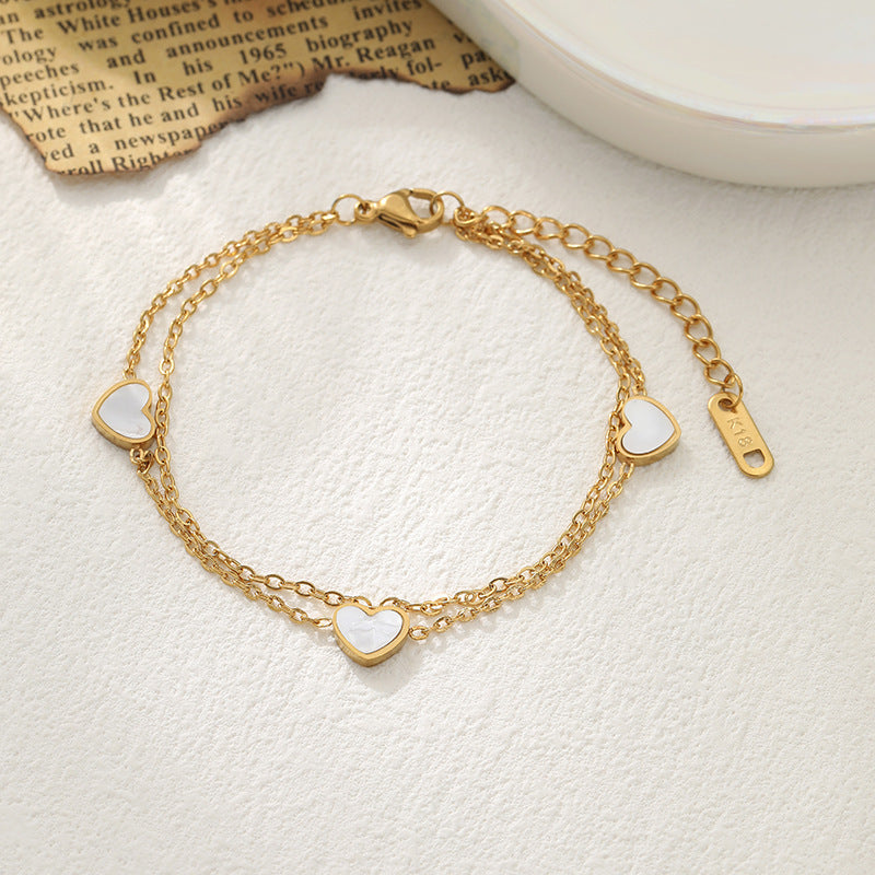 Wholesale Titanium Steel Double Layer Love Bracelet Casual Everyday Fashion Accessory