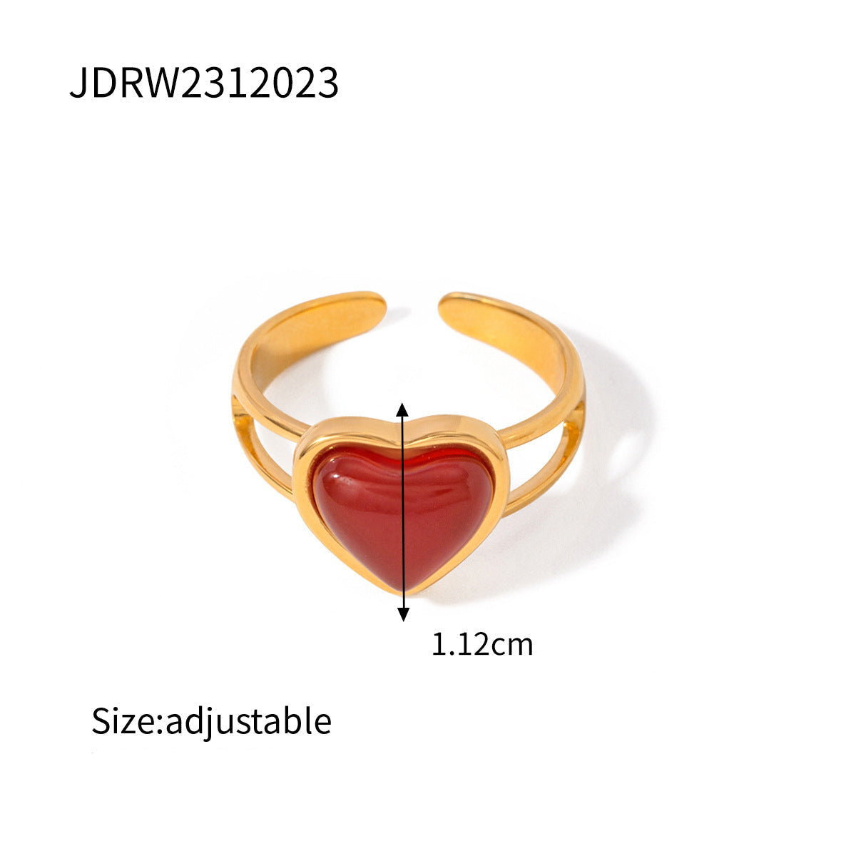 Wholesale 18k gold stainless steel red agate heart earrings rings necklace