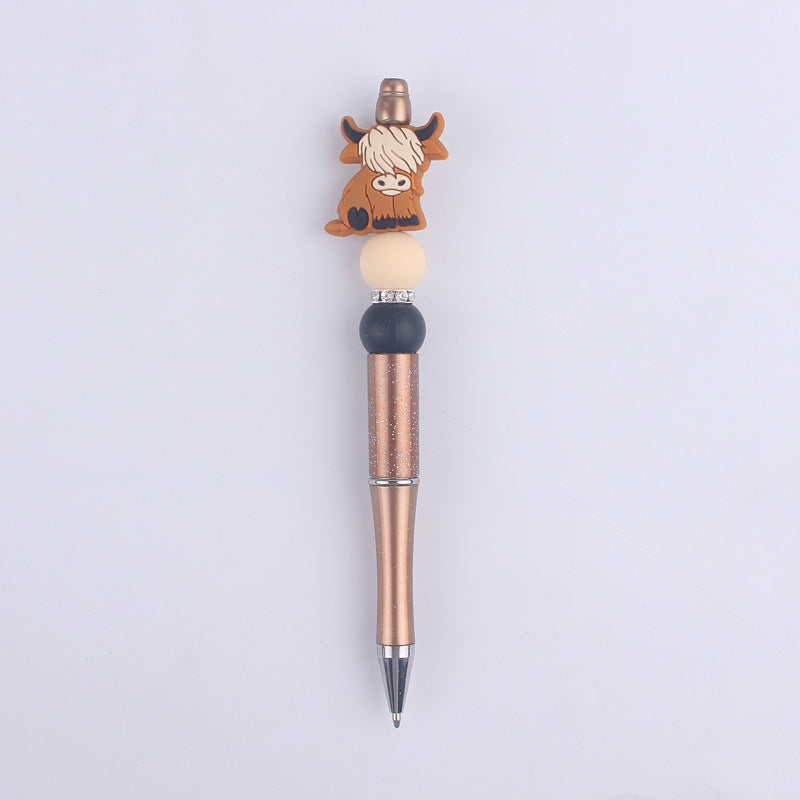 Wholesale  creative  cartoon animal cow silicone beads beaded pen