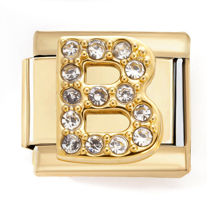 Wholesale 2PCS 9mm Italian Charm Starter Bracelets DIY Letters Stainless Steel Composable Bracelet