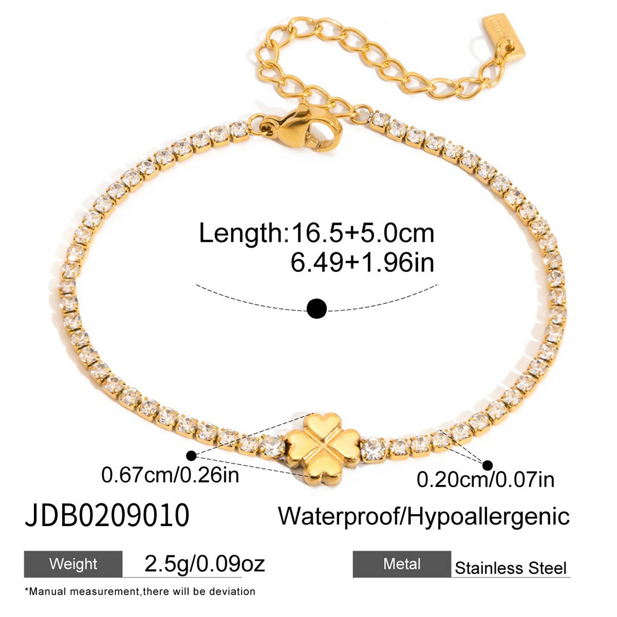 Wholesale Stainless steel zircon chainbracelet with heart and bowknot design