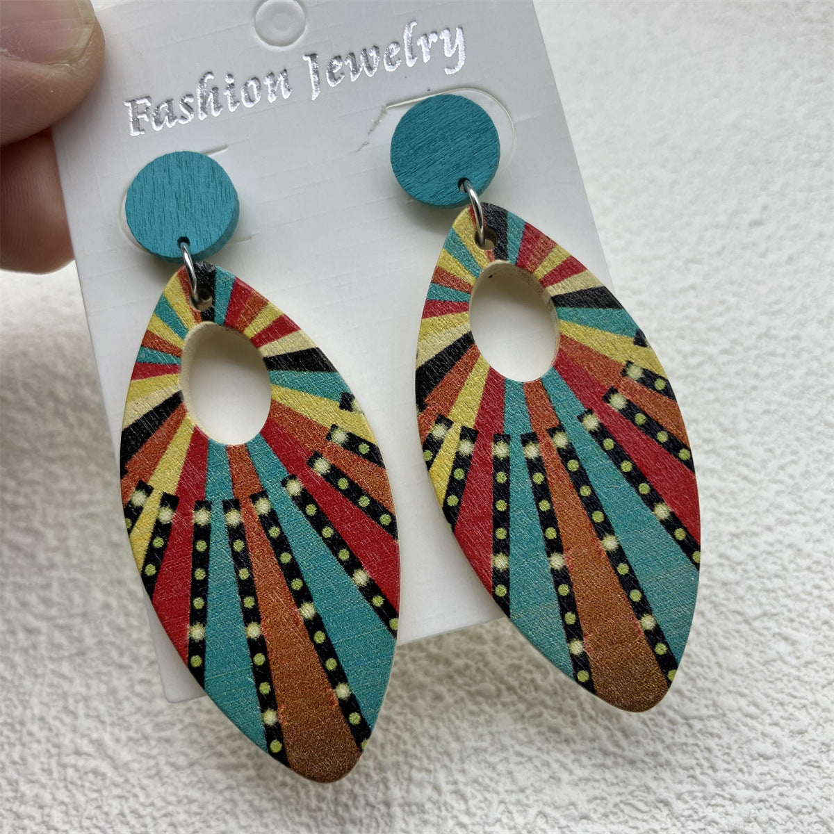 Wholesale Boho Vintage Oval Wooden Earrings ACC-ES-FX001