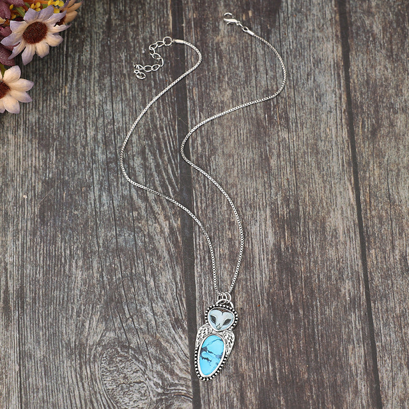 Wholesale Bohemian Retro Exaggerated Owl Alloy Pendant Necklace
