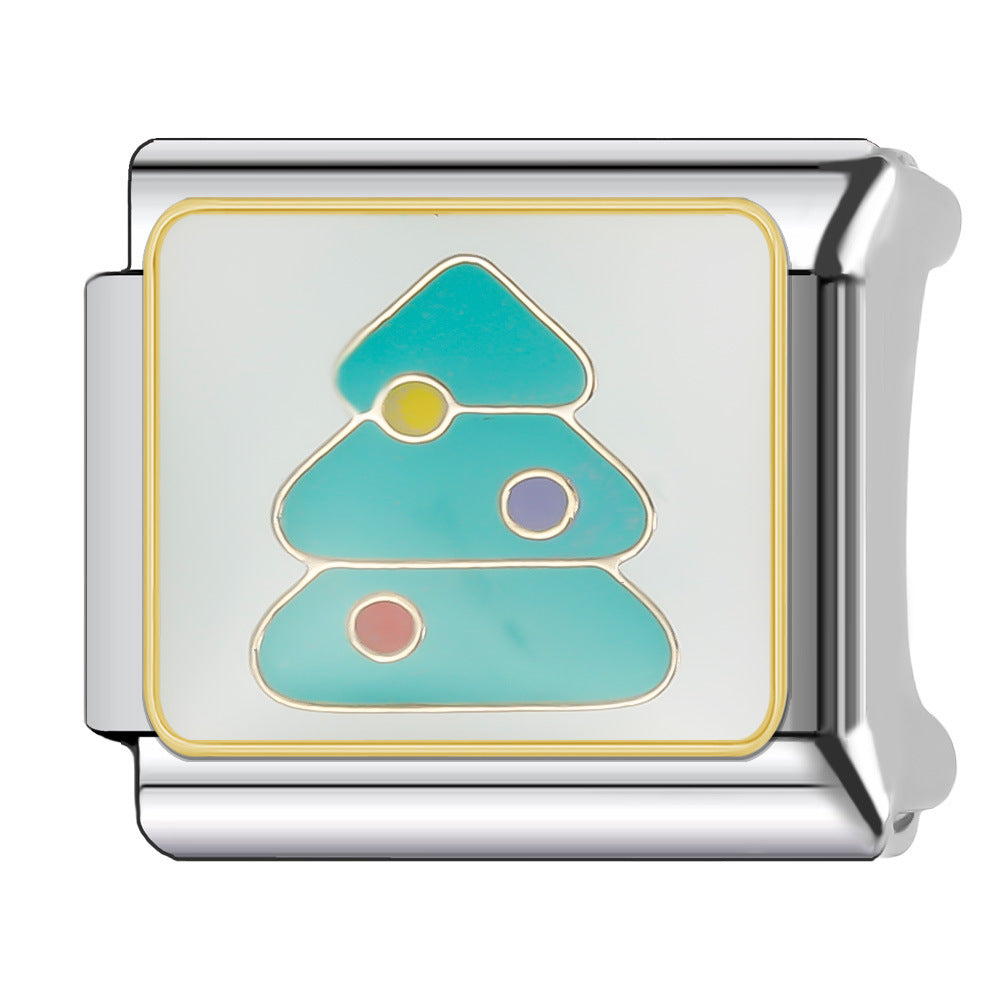 Wholesale Italian Charm Bracelet 9mm DIY Splicing Christmas Series Stainless Steel Composable Bracelet