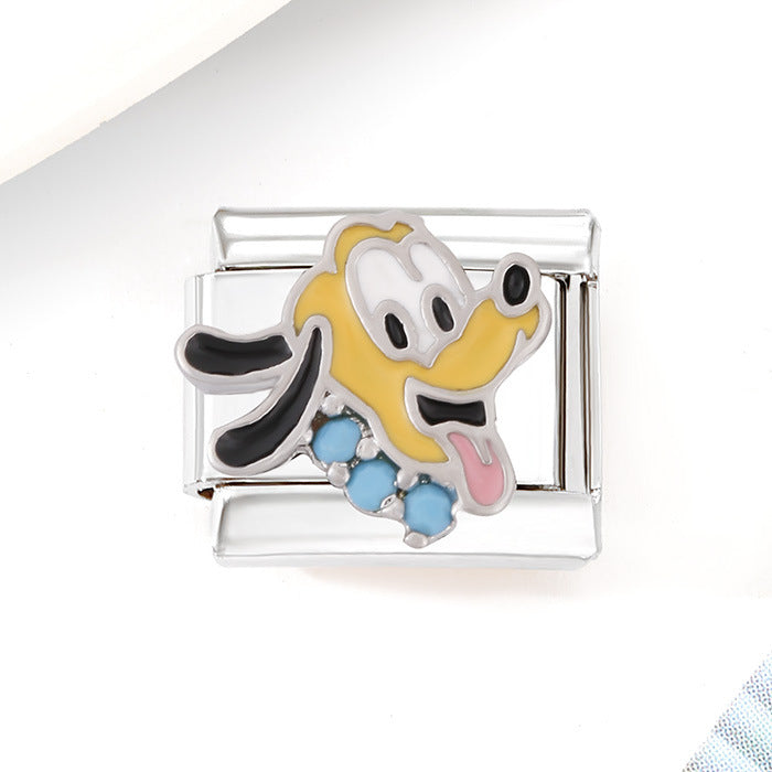 Wholesale Stainless Steel DIY Spliced Bracelet With Colorful Zircon Cute Cartoon Design Fashion Jewelry Accessory For Women