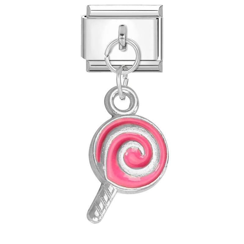 Wholesale  Italian Charm Bracelet 9mm DIY Pink Pendant Creative Stainless Steel Composable Bracelet