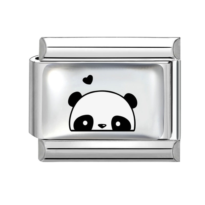 Wholesale Stainless Steel DIY Module Bracelet Heart-Shaped Panda Design Couple Jewelry Accessory