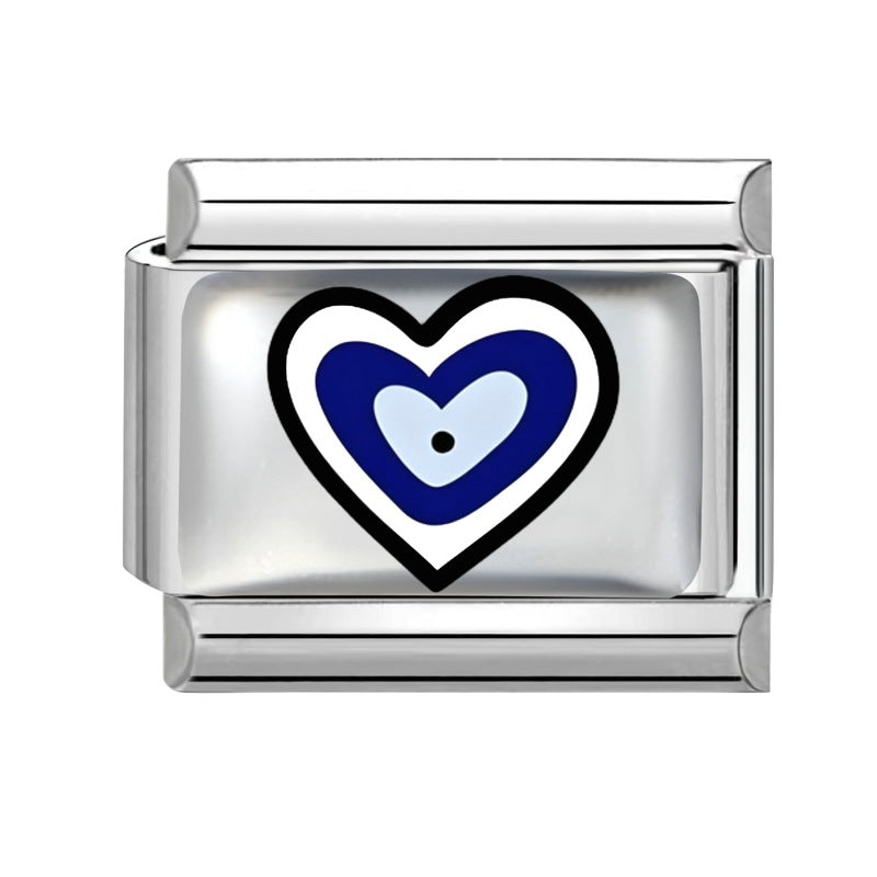 Wholesale 9mm Italian Charm Starter Bracelets DIY Flower Evil Eye Series Stainless Steel Composable Bracelet