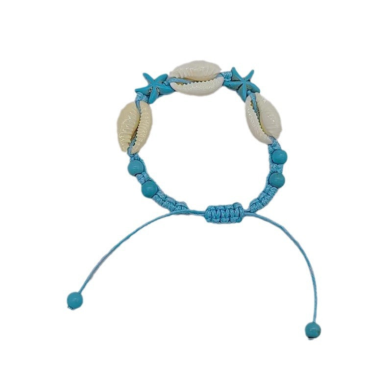 Wholesale Ocean Style Blue Turquoise Beads Natural Shell Handwoven Bracelet ACC-BT-Youl002