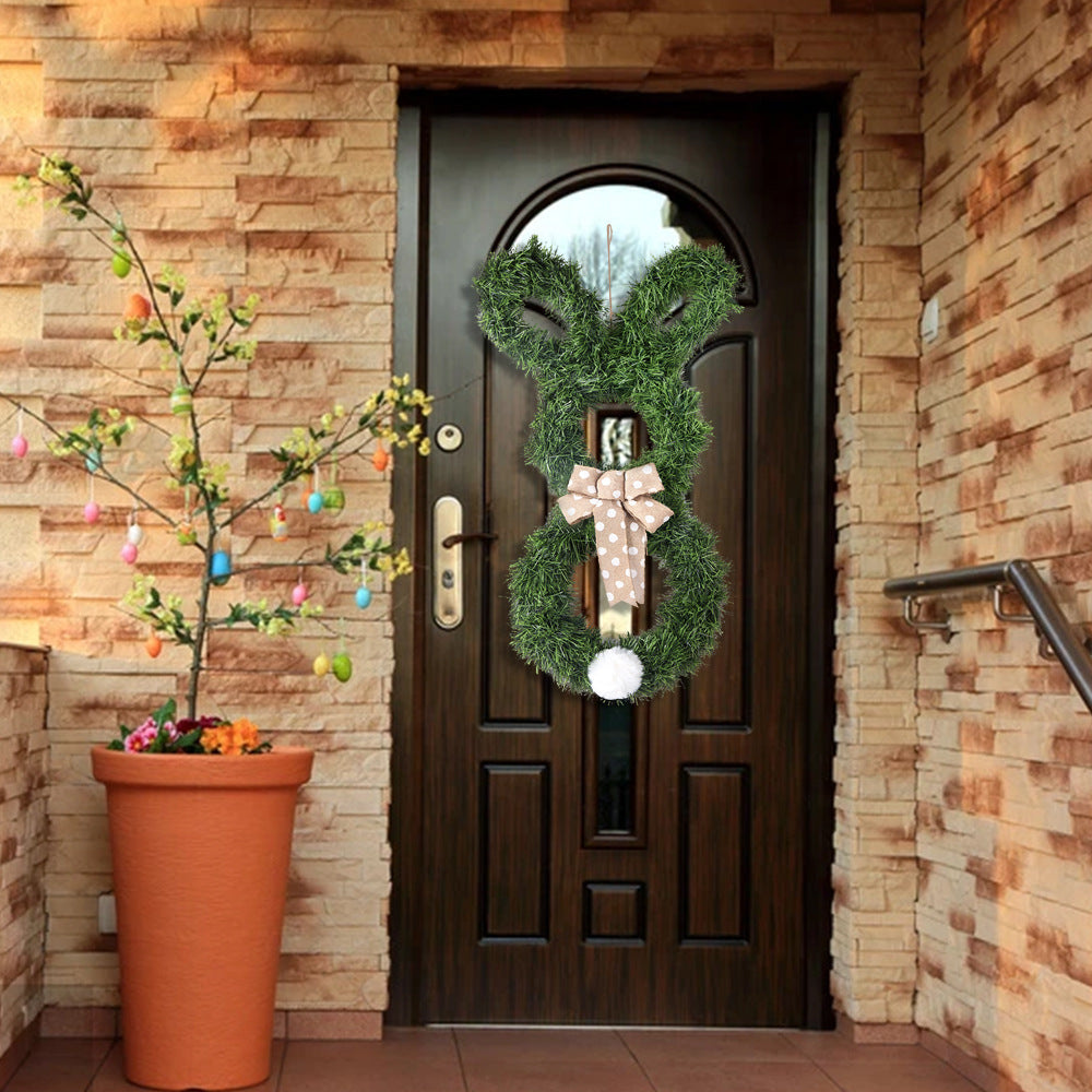 Wholesale  Easter Bunny Pendant Home Decorative Wall Hanging Door Hanging Folding Bunny Wreath Decoration