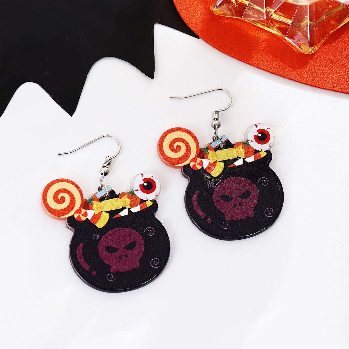 Wholesale Cartoon Horror Bat Acrylic Halloween Earrings ACC-ES-MDD040