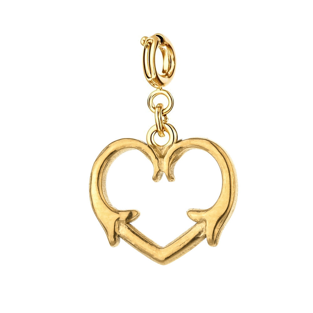 Wholesale Retro Style Heart Series Oil Dripping Colorful Stainless Steel  Charms